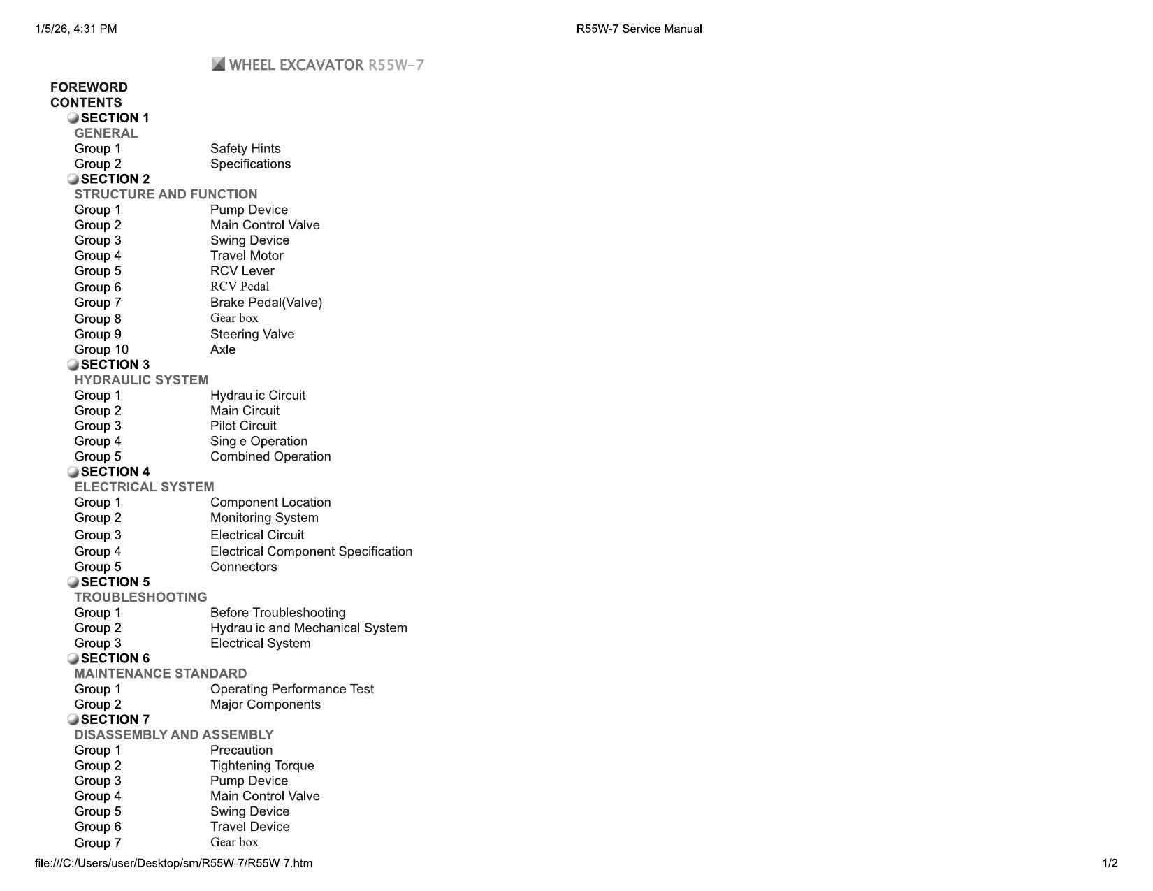 R55W-7 Service Manual